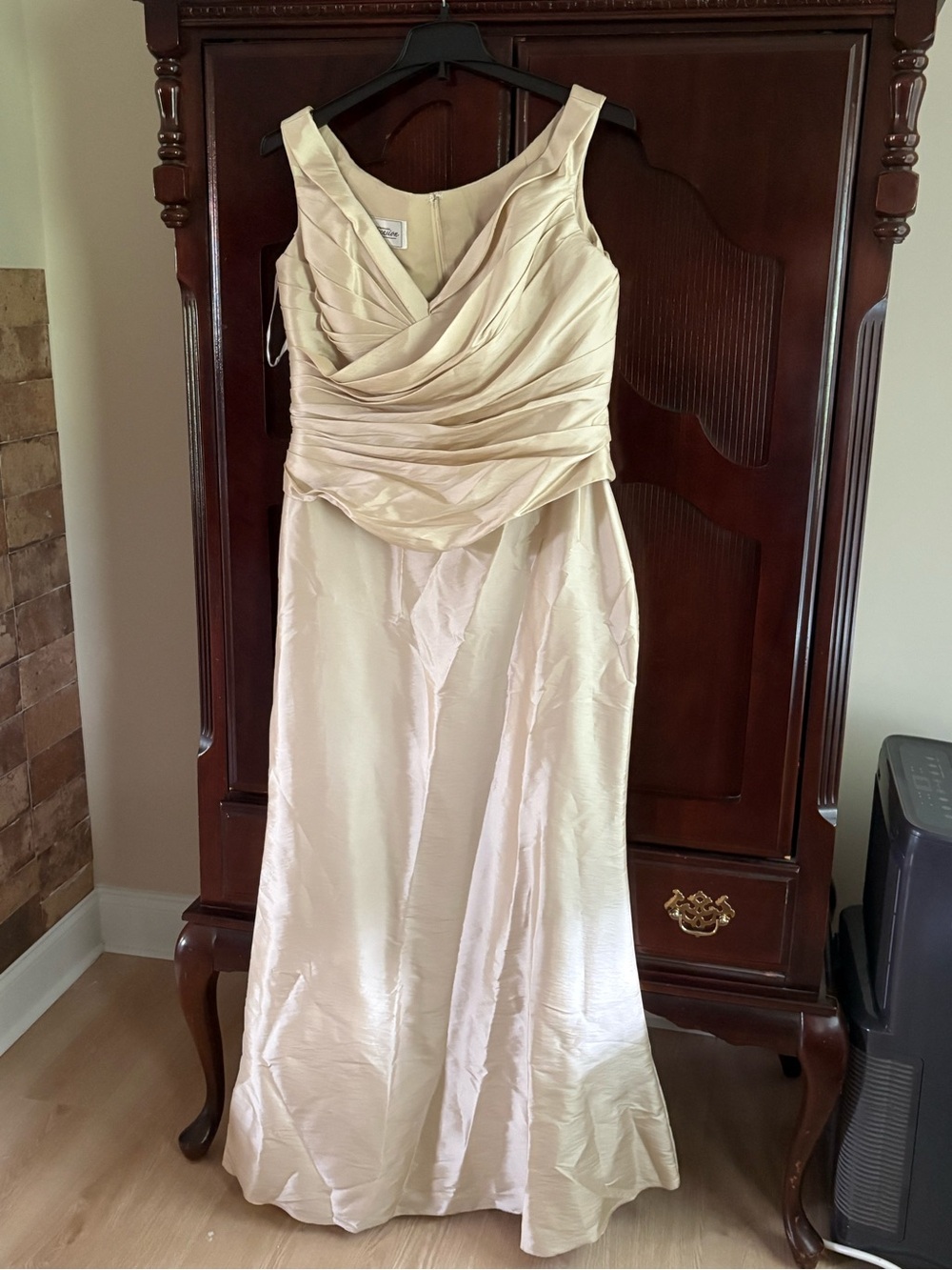 Occasion Cream Satin Maxi Dress with Draped Bodice